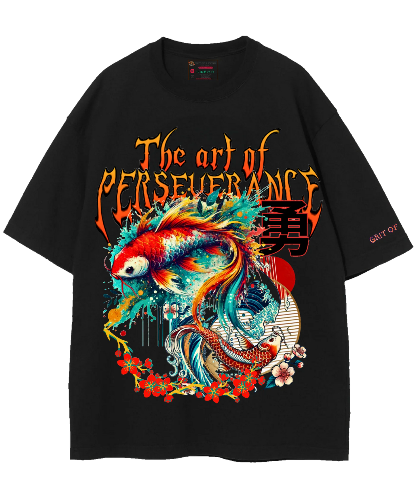 GRIT OF A TIGER – Koi T-Shirt art of perseverance black Tee