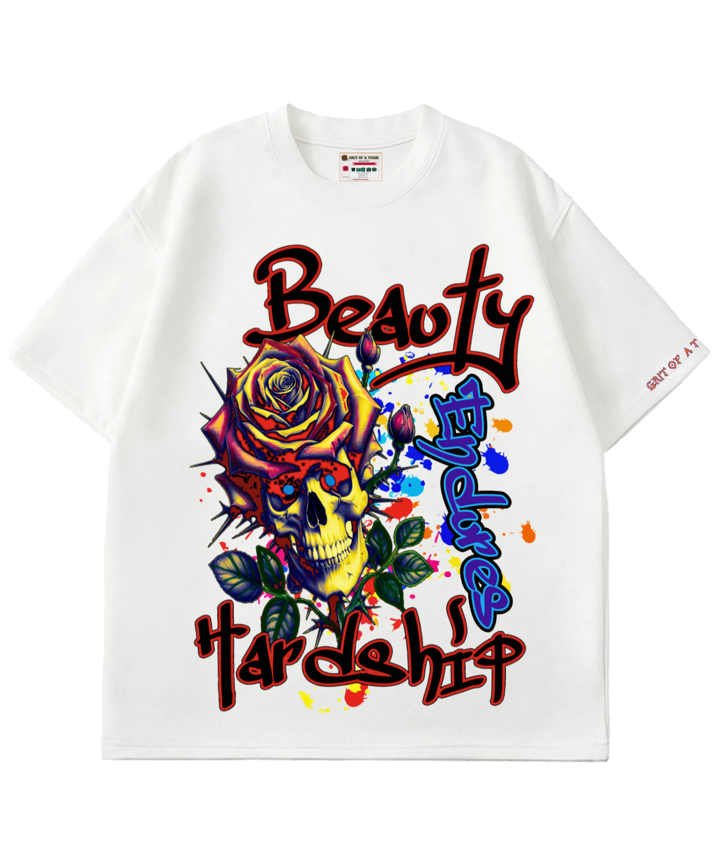 GRIT OF A TIGER – Premium Men’s white Graphic T-Shirt – Bold & Comfortable