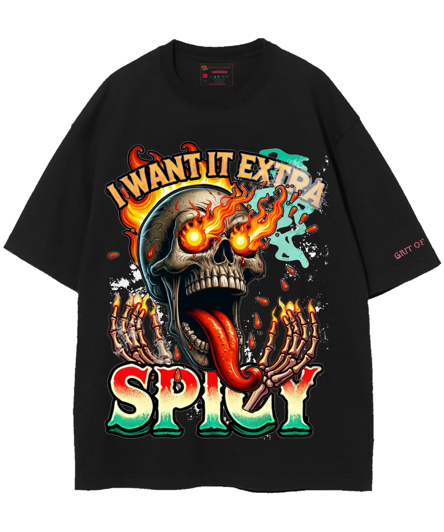 Extra Spicy G.O.A.T Men's Drop Shoulder Tee - Black | Bold & Oversized Streetwear