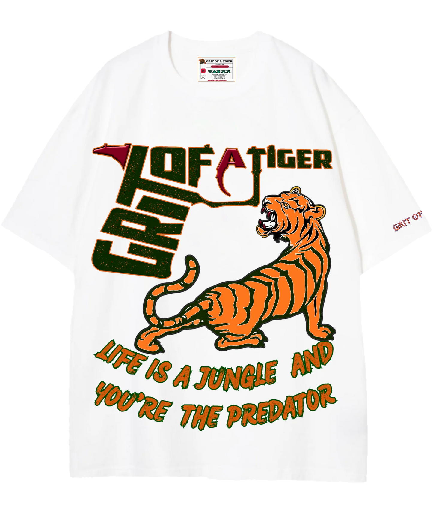 White drop shoulder predator graphic t-shirt urban fashion