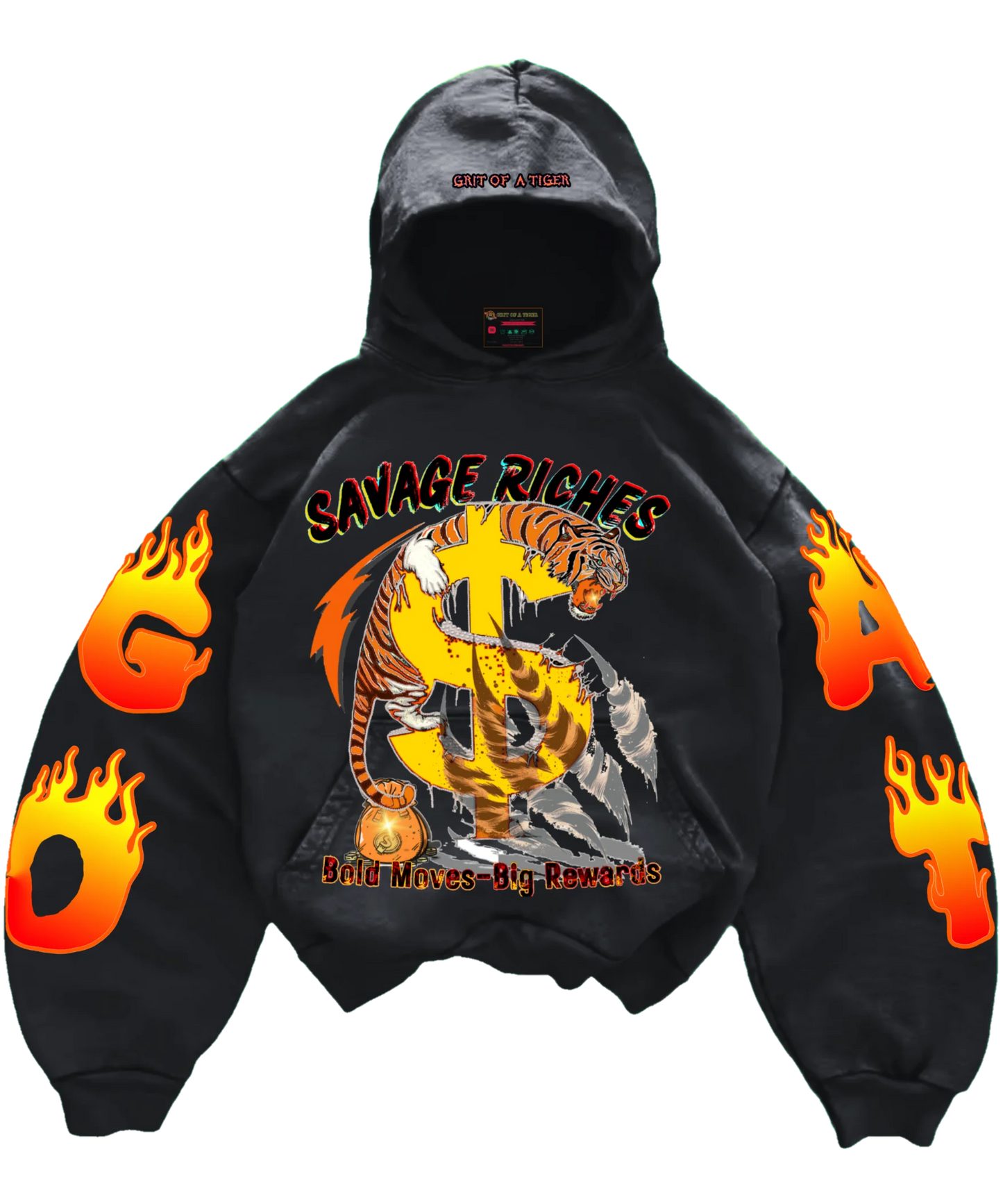savage riches graphic design black hoodie
