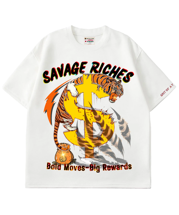grit of a tiger savage riches white t-shit