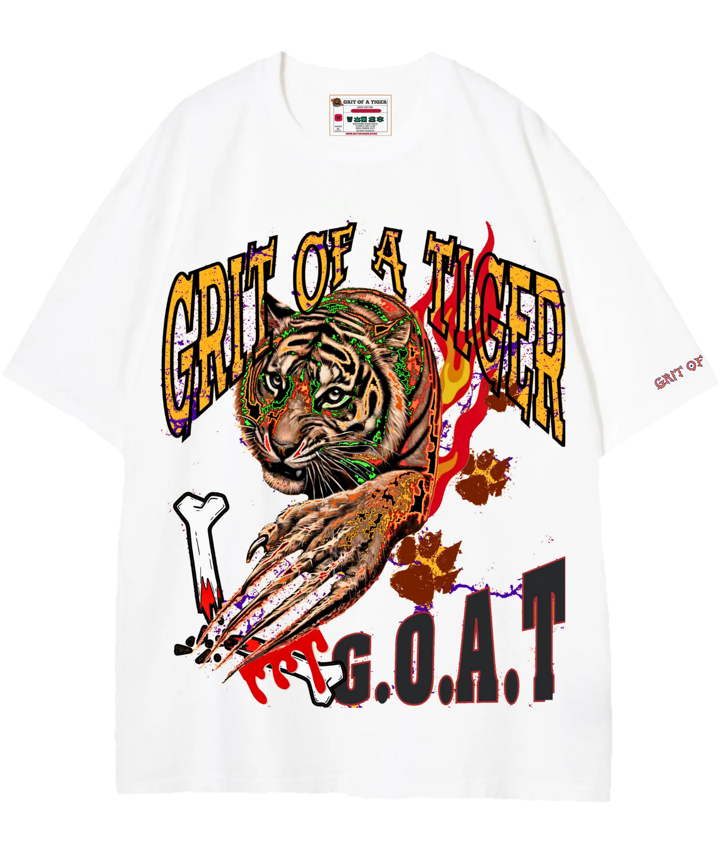 Broken bone drop shoulder graphic white T-shirt