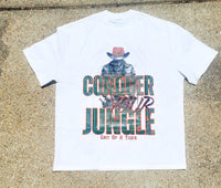 Luxury Streetwear Tee – Conquer the Jungle Graphic Shirt (White)