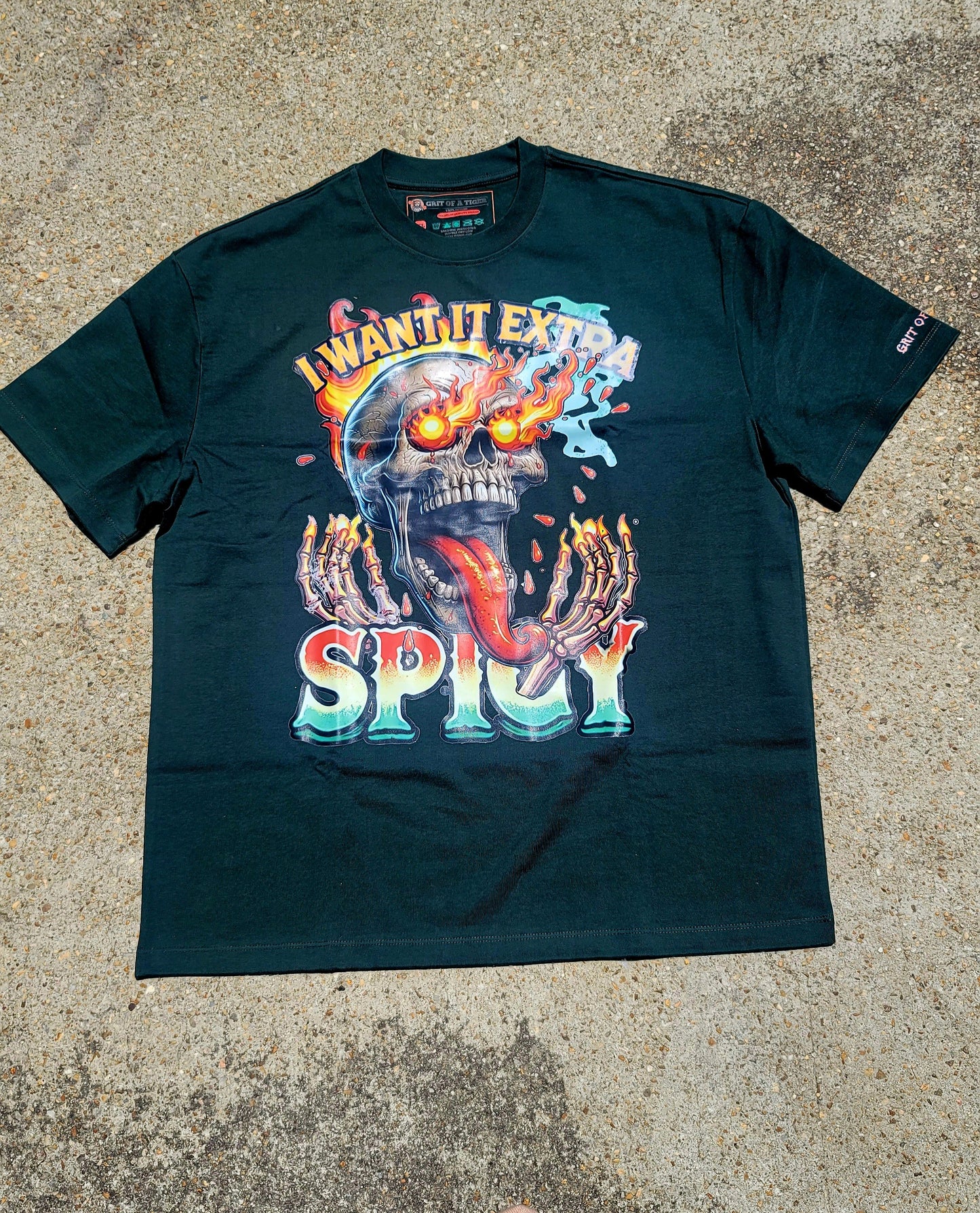 Extra Spicy G.O.A.T Men's Drop Shoulder Tee - Black | Bold & Oversized Streetwear
