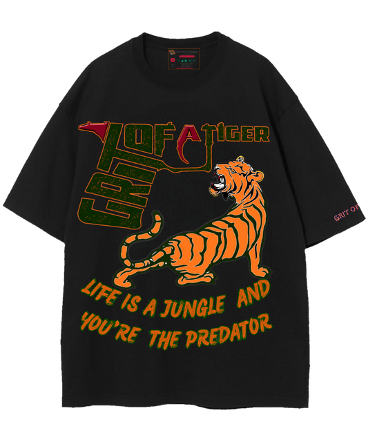 Black predator graphic t-shirt for streetwear and gym motivation