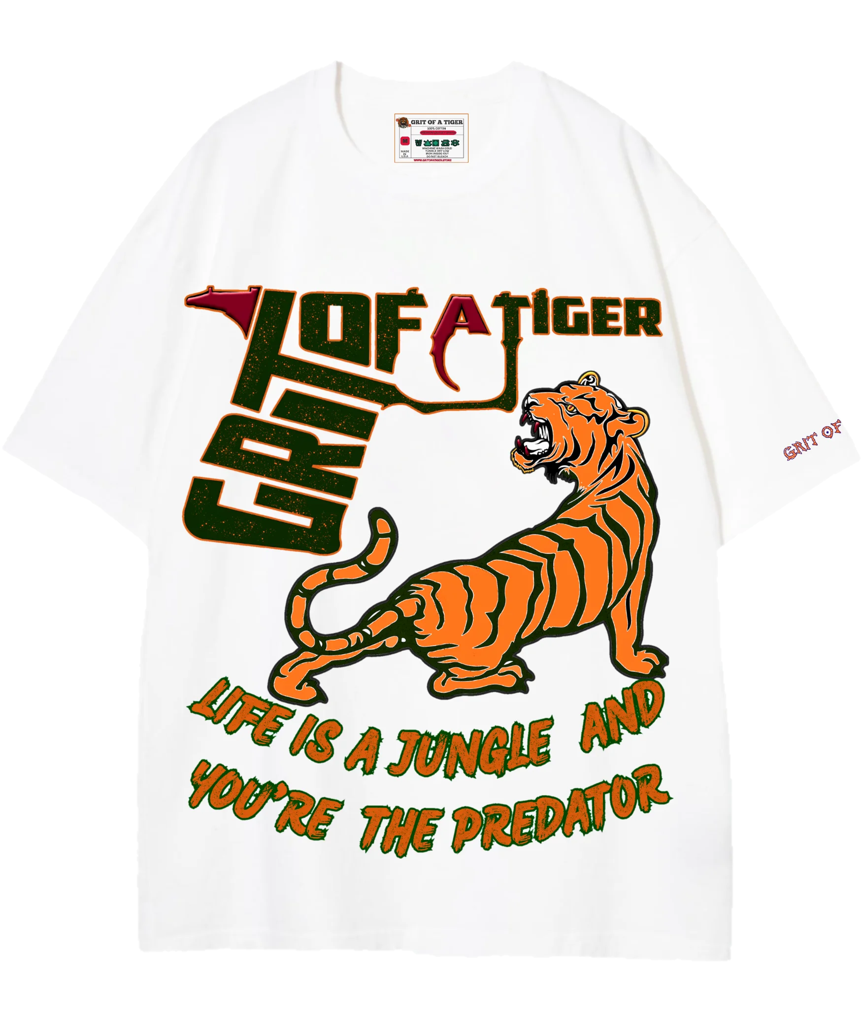 White drop shoulder predator graphic t-shirt urban fashion