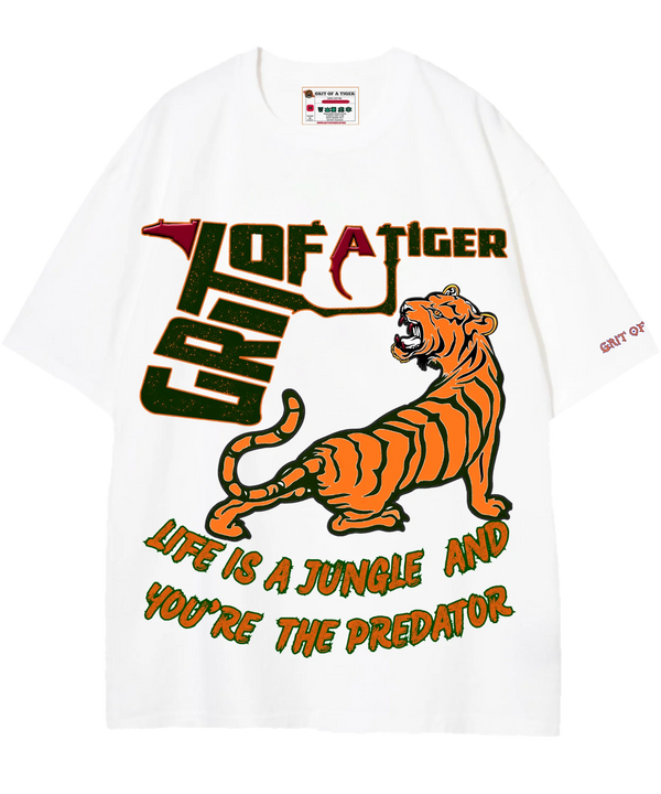 Life is a Jungle and You Are the Predator White Drop Shoulder T-Shirt