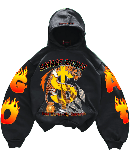 Grit of a Tiger Savage Riches black Hoodie - Premium Streetwear for Bold Ambition