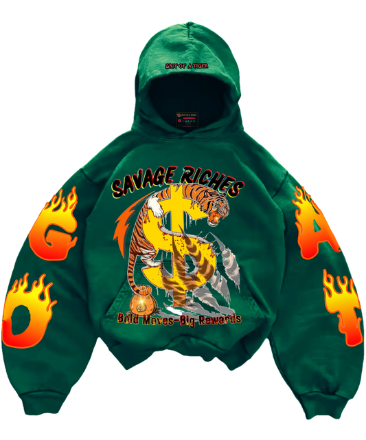 Savage Riches Hoodie worn by someone who definitely has offshore accounts.