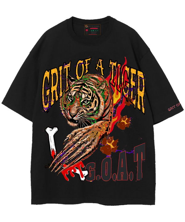 Broken Bone Black Boxy-Fit T-Shirt | GRIT OF A TIGER | Predator Streetwear